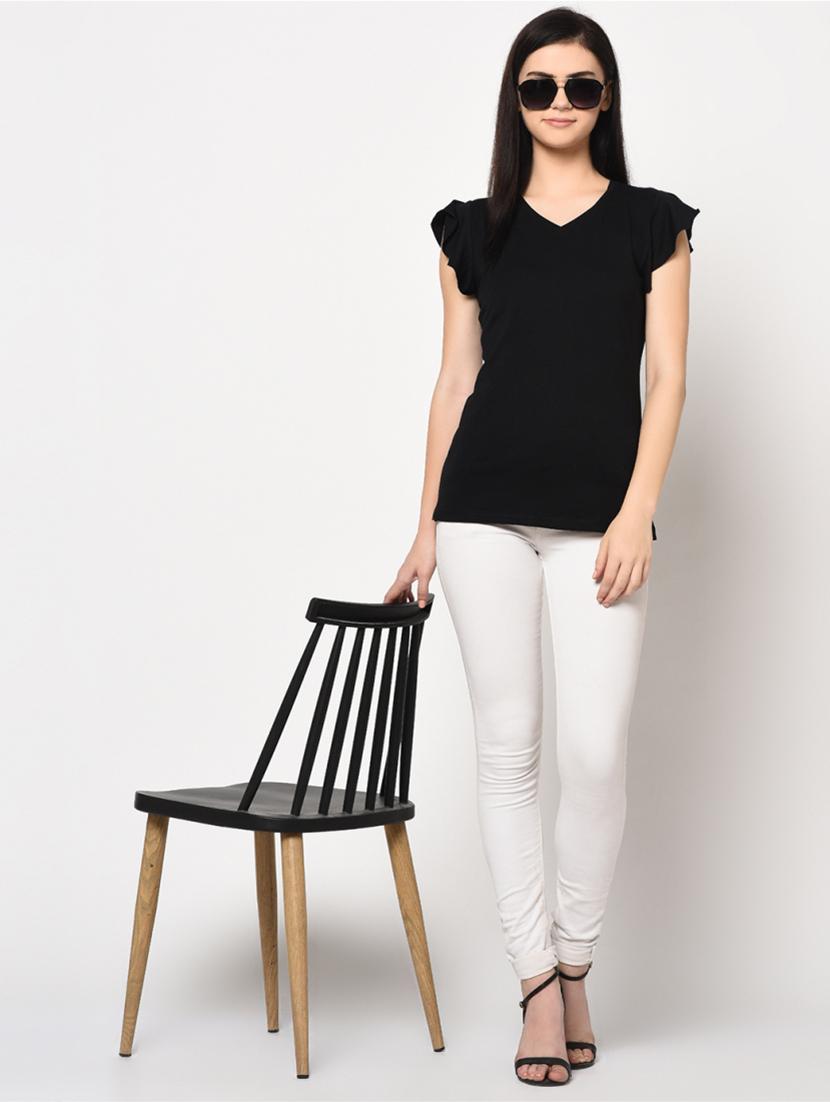 v-neck solid top - 17501751 - Standard Image - 4