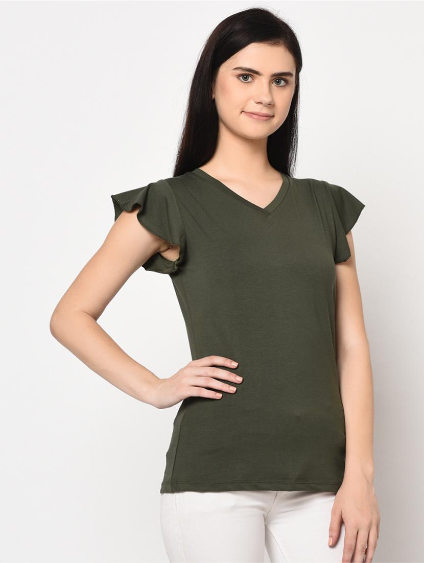 v-neck solid top - 17501752 -  Standard Image - 1