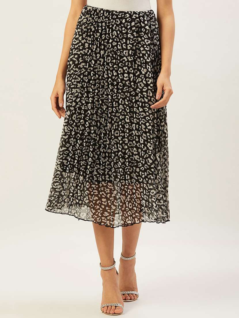 high neck animal print skirt