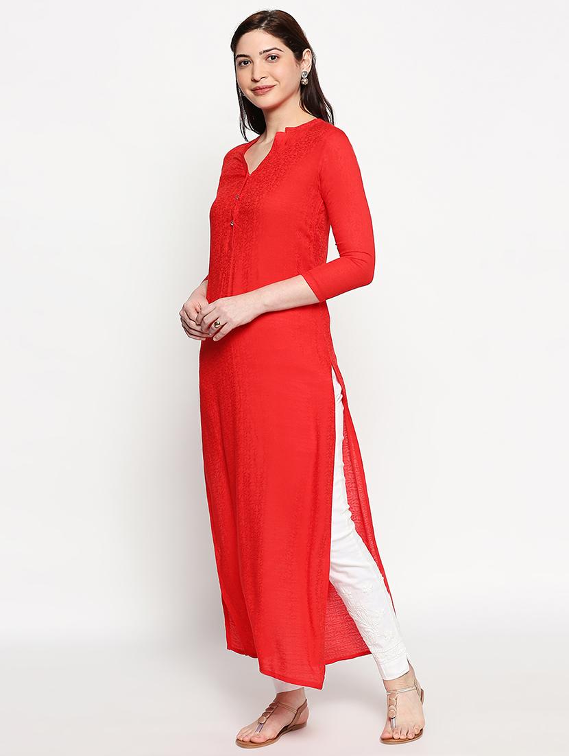 floral straight kurta - 17502117 - Standard Image - 1