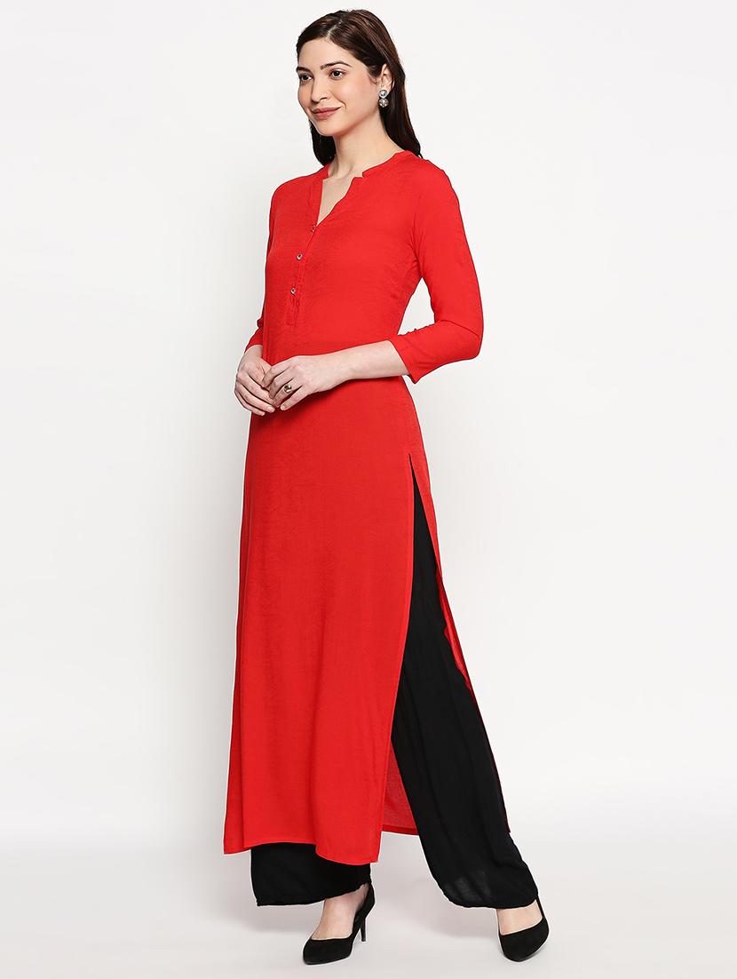 solid straight kurta - 17502122 -  Standard Image - 1