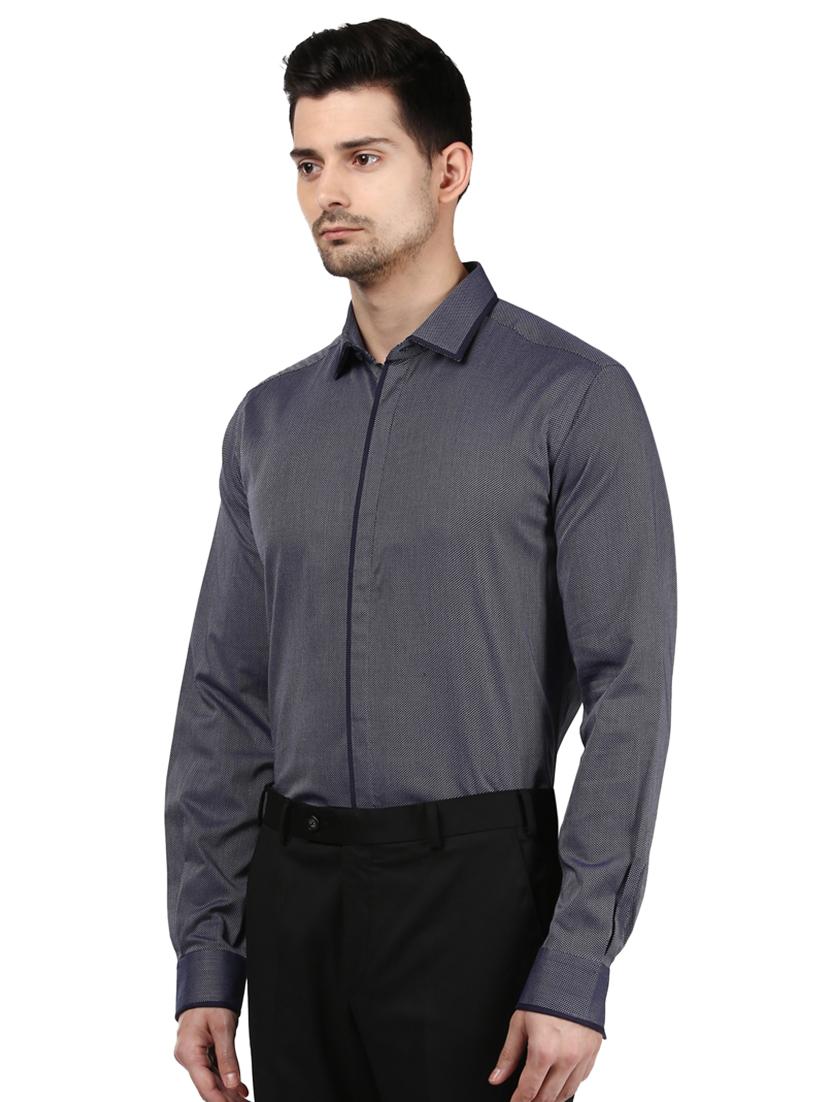 grey solid formal shirt - 17502456 - Standard Image - 1