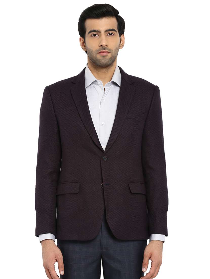 purple textured formal blazer