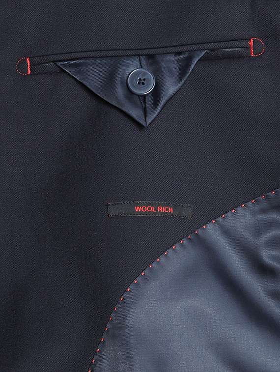 navy blue solid single breasted formal blazer - 17502778 - Standard Image - 4