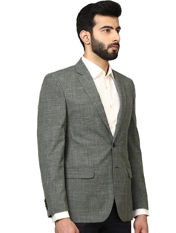 grey self design single breasted formal blazer - 17502788 -  Standard Image - 1