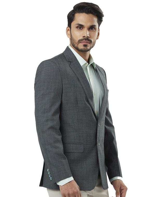 grey solid single breasted formal blazer - 17502794 - Standard Image - 1