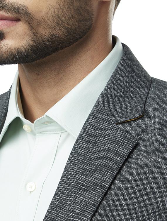 grey solid single breasted formal blazer - 17502794 - Standard Image - 4