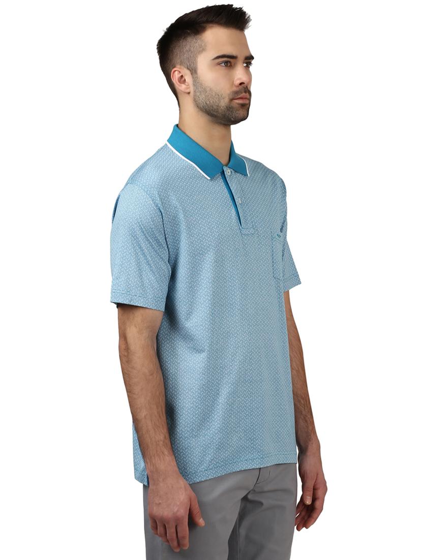 light blue printed polo t-shirt - 17503076 - Standard Image - 1