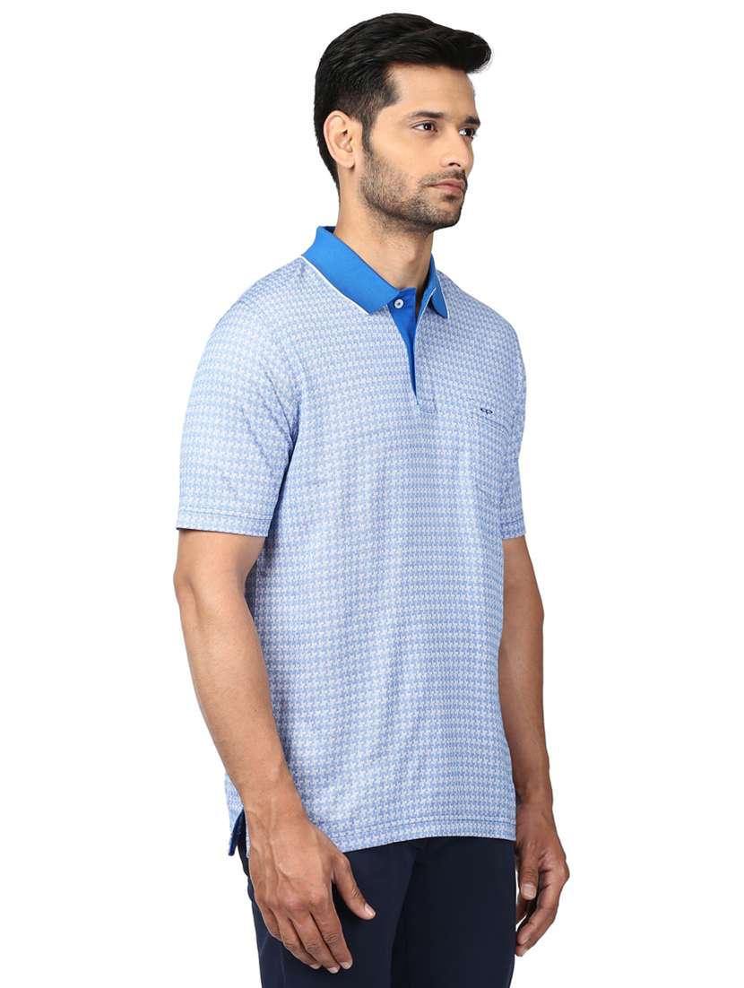 light blue printed polo t-shirt - 17503111 - Standard Image - 1