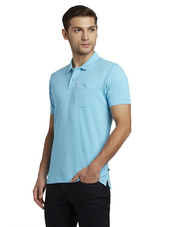 light blue solid polo t-shirt - 17503731 - Standard Image - 1
