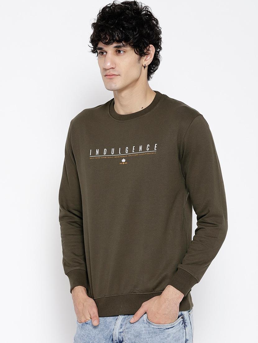 olive green printed sweatshirt - 17503763 - Standard Image - 1