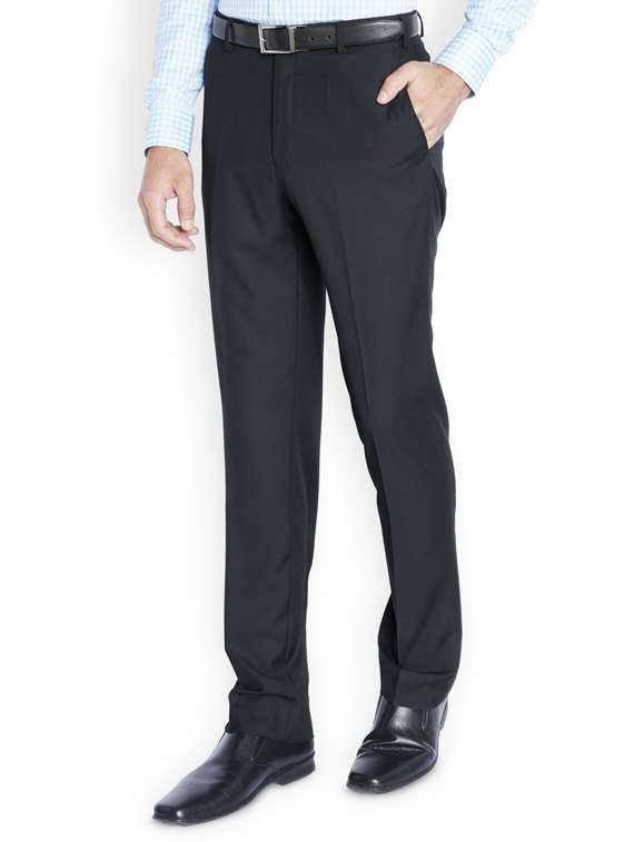 black solid flat front formal trouser  - 17503925 -  Standard Image - 1