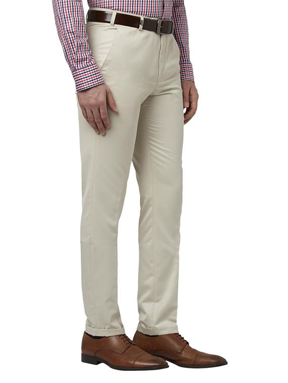cream solid flat front formal trouser - 17504111 -  Standard Image - 1