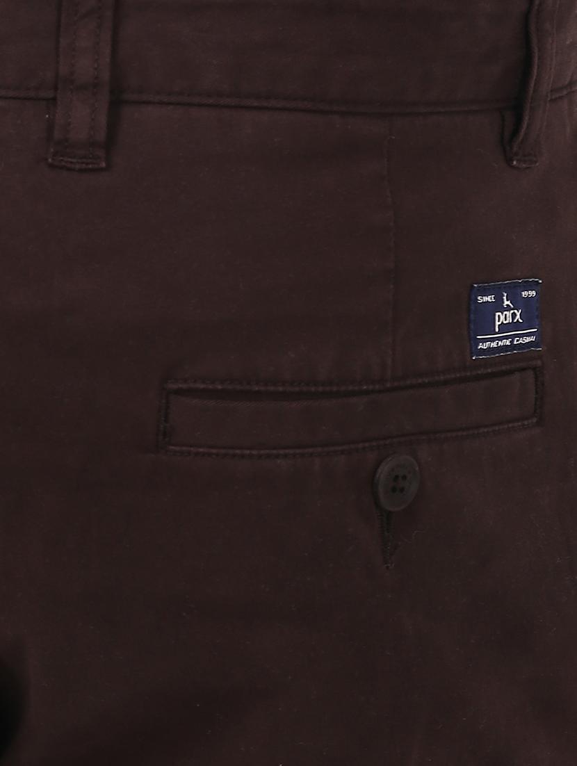 brown solid flat front casual trouser - 17504185 - Standard Image - 4