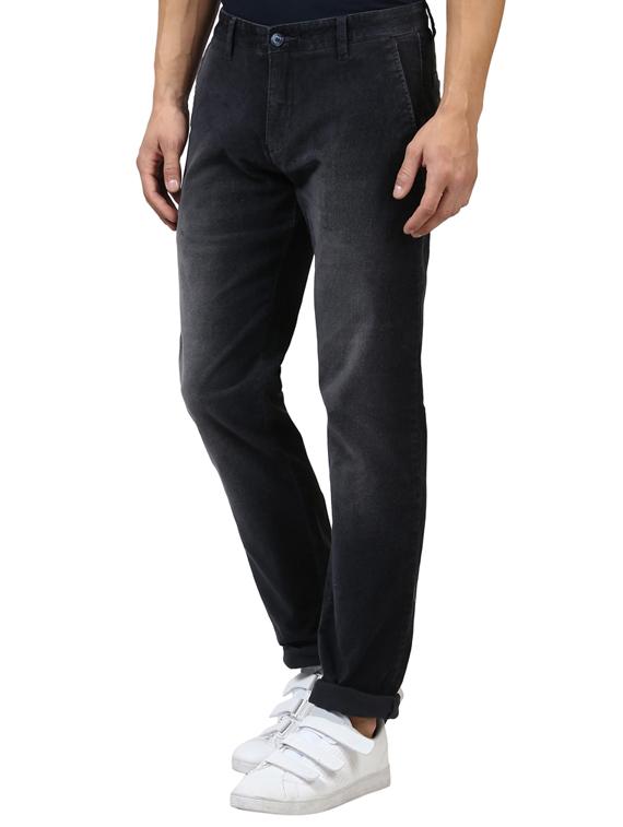 black solid flat front casual trouser - 17504219 - Standard Image - 1