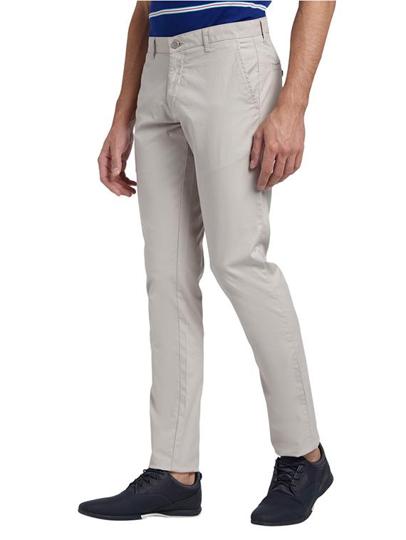 grey solid flat front casual trouser - 17504308 - Standard Image - 1