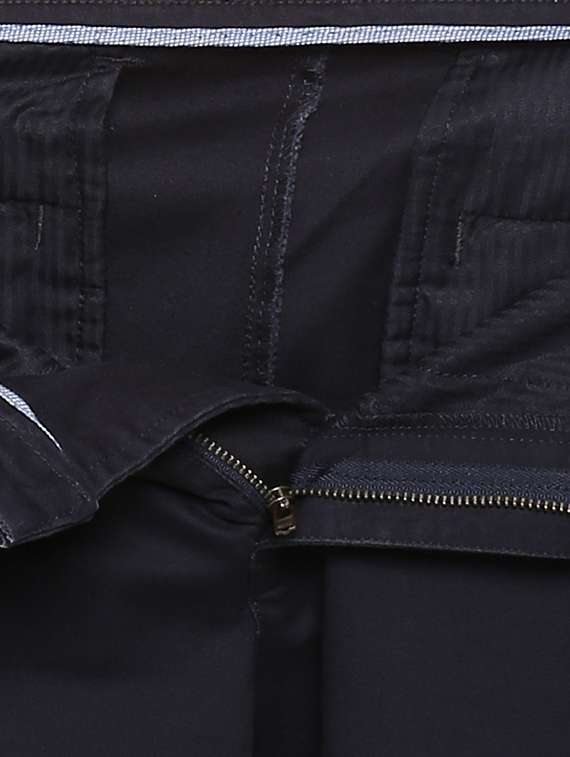 black solid flat front casual trouser - 17504320 - Standard Image - 4