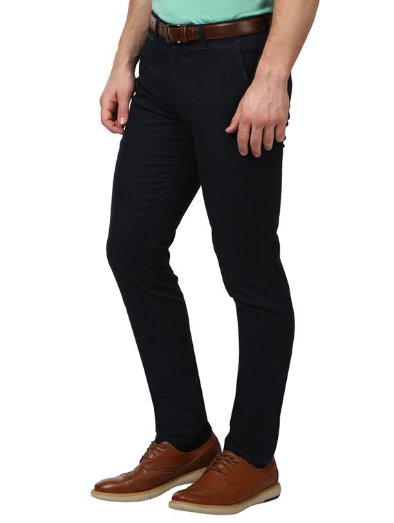 black solid flat front casual trouser - 17504354 - Standard Image - 1