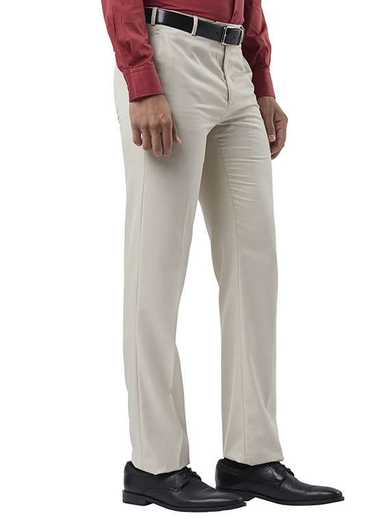 off white solid flat front formal trouser - 17504359 -  Standard Image - 1