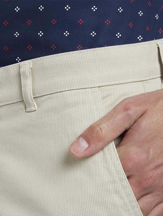 beige solid flat front casual trouser - 17504385 - Standard Image - 4