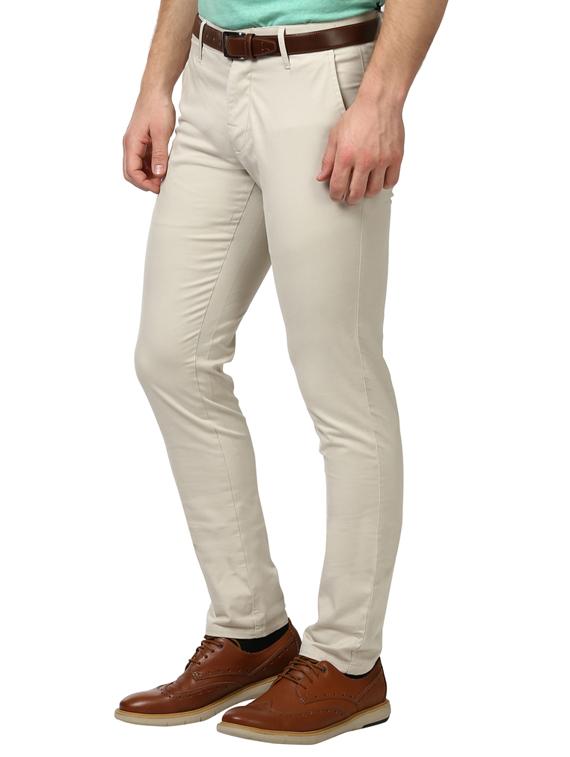 beige solid chinos - 17504439 - Standard Image - 1