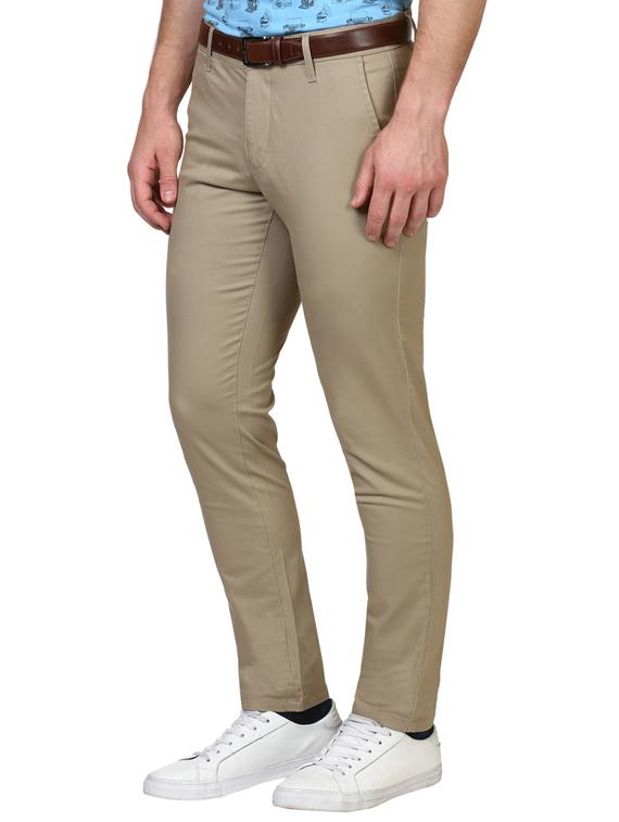 olive green solid flat front casual trouser - 17504441 -  Standard Image - 1