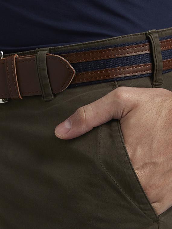 olive green solid chinos - 17504468 - Standard Image - 4