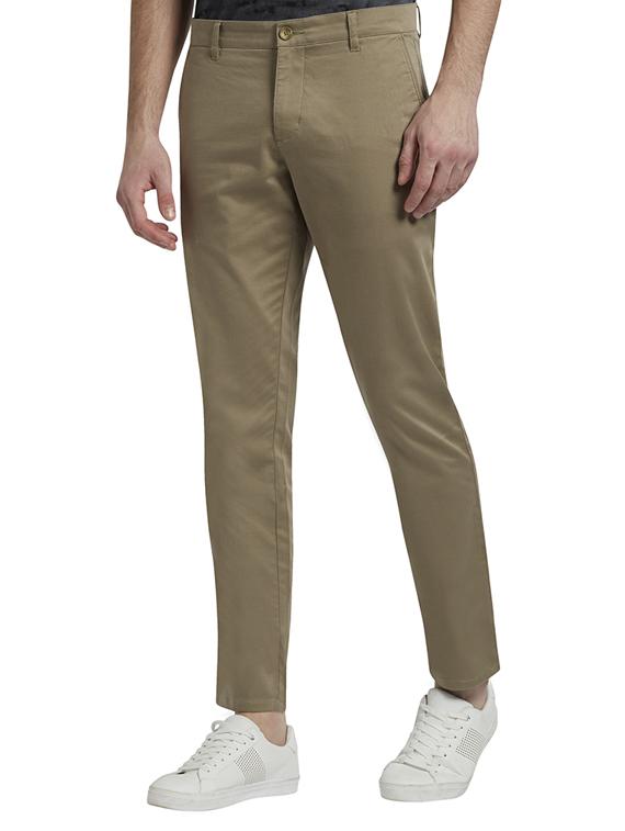 olive green solid chinos - 17504509 - Standard Image - 1