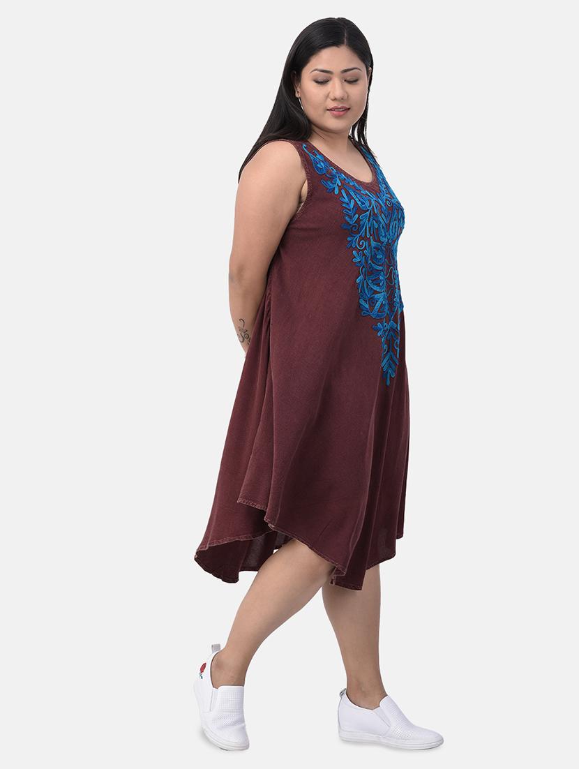 embroidered asymmetric plus dress - 17504749 - Standard Image - 1