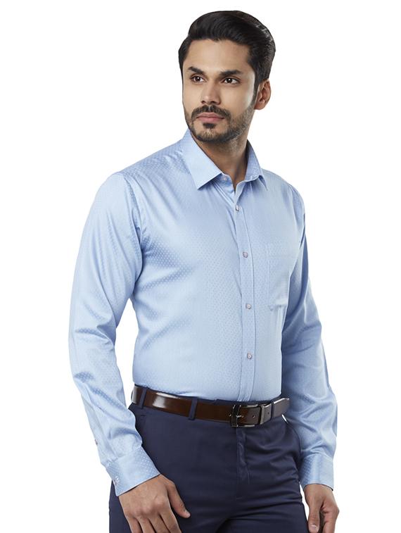 light blue self design formal shirt - 17505983 - Standard Image - 1