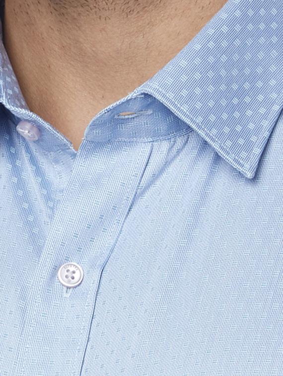 light blue self design formal shirt - 17505983 - Standard Image - 4