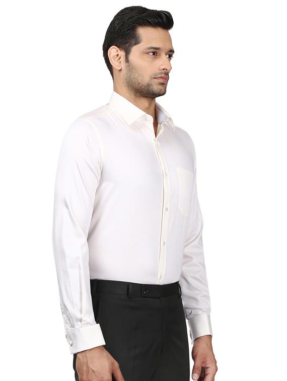 off white solid formal shirt - 17505994 -  Standard Image - 1