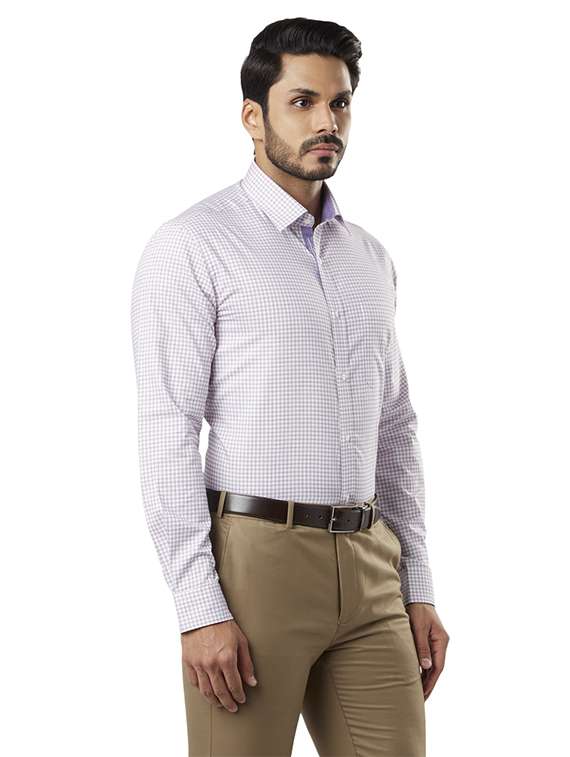 white check printed formal shirt - 17506172 - Standard Image - 1