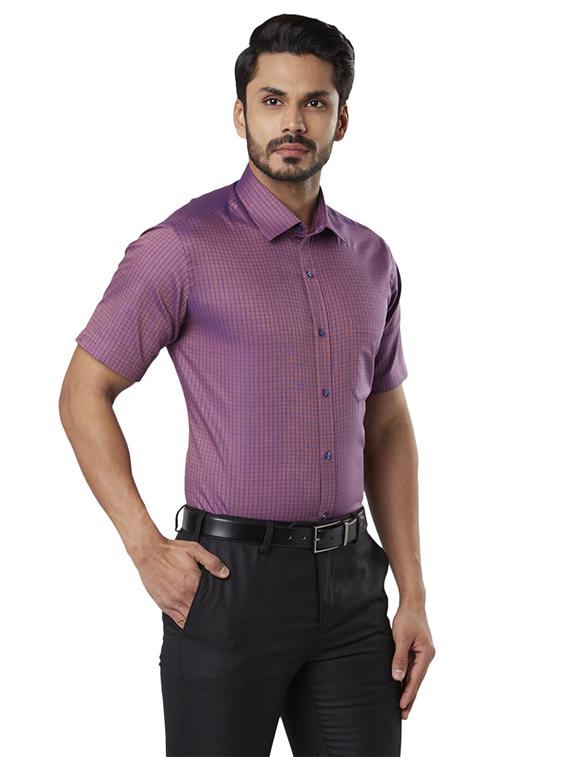 purple checkered formal shirt - 17506180 - Standard Image - 1