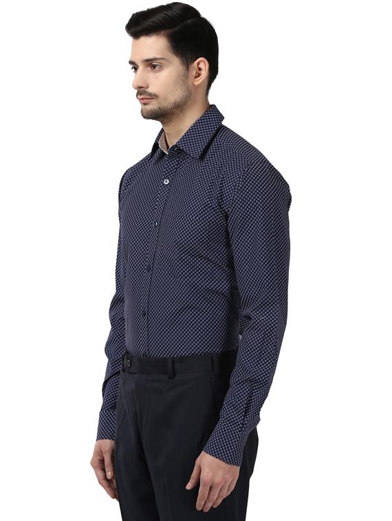 navy blue printed formal shirt - 17506268 -  Standard Image - 1