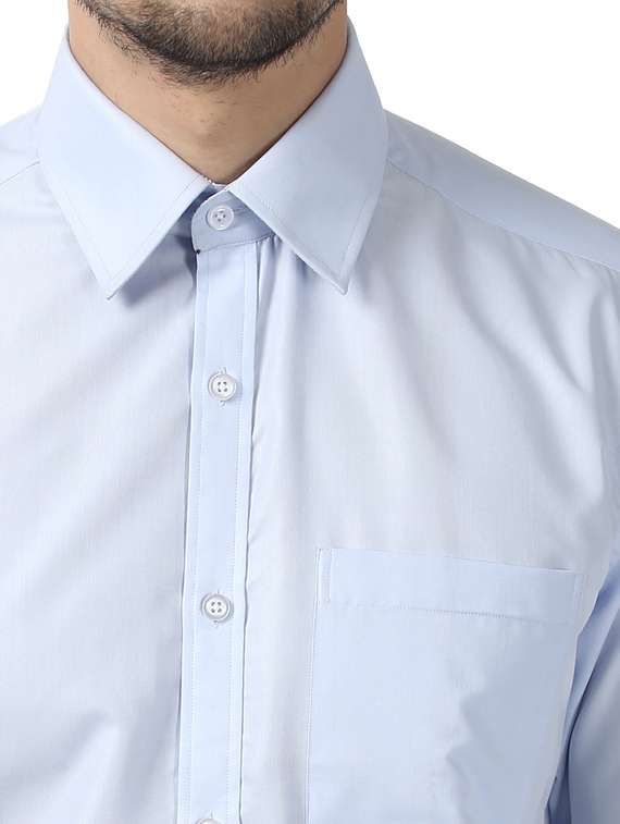 light blue solid formal shirt - 17506290 - Standard Image - 4