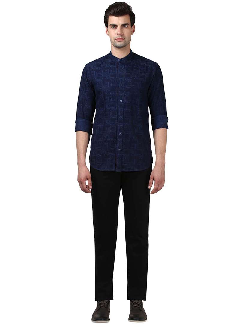 navy blue printed casual shirt - 17506390 - Standard Image - 4