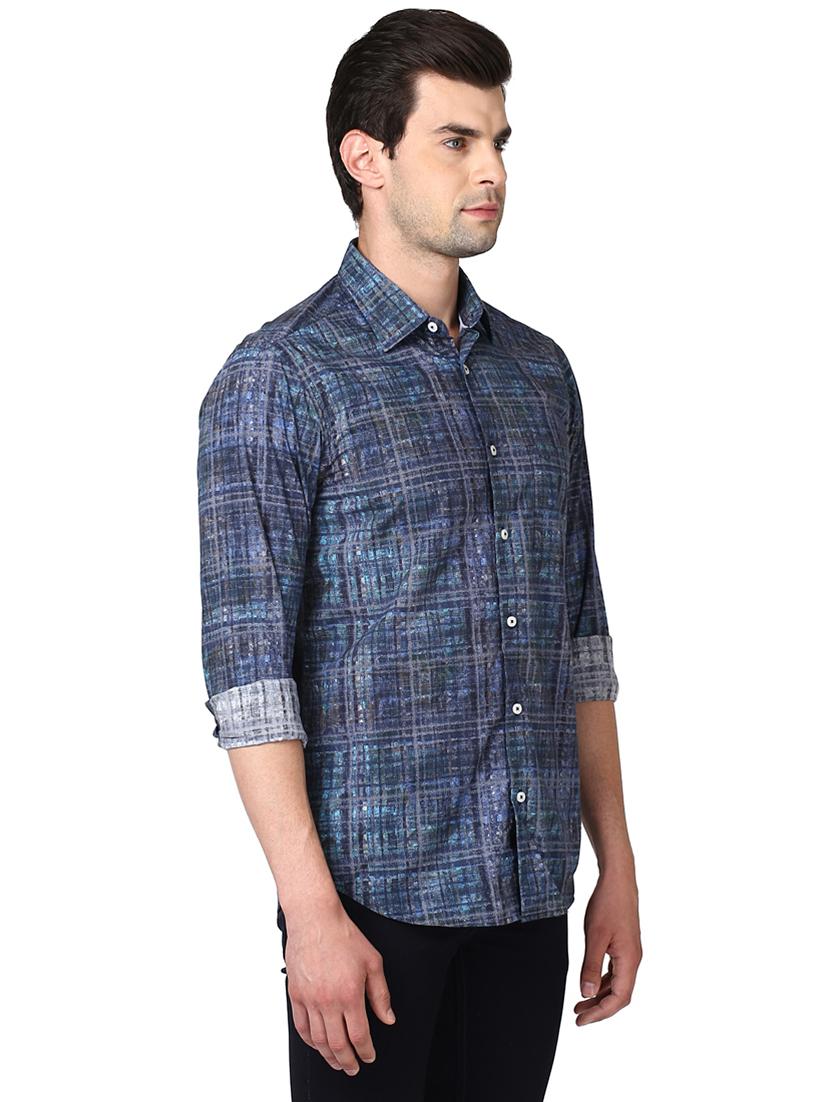 navy blue checkered casual shirt - 17506408 -  Standard Image - 1