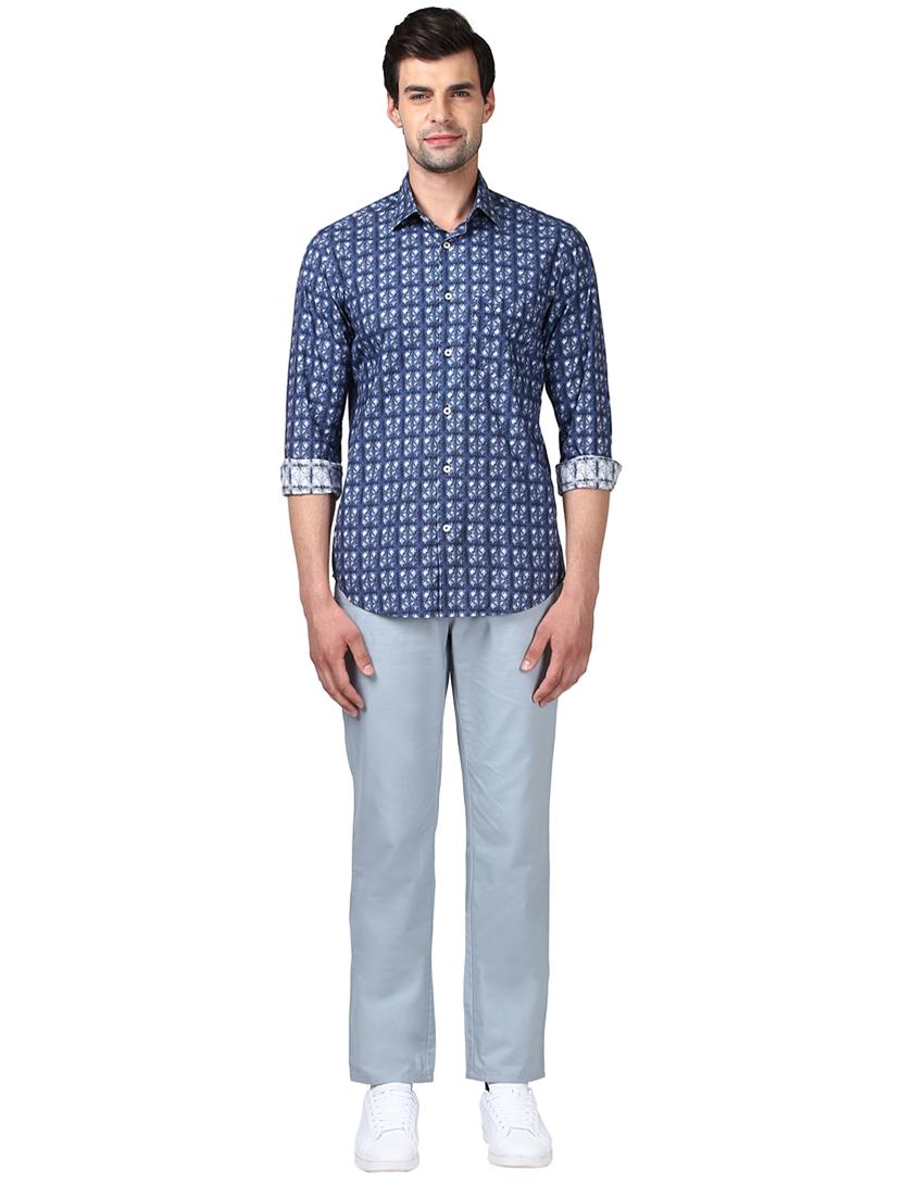 navy blue printed casual shirt - 17506409 - Standard Image - 4