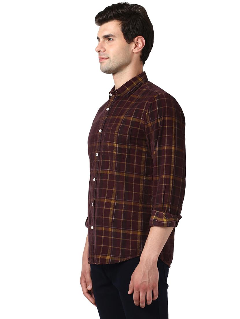 maroon checkered casual shirt - 17506420 -  Standard Image - 1