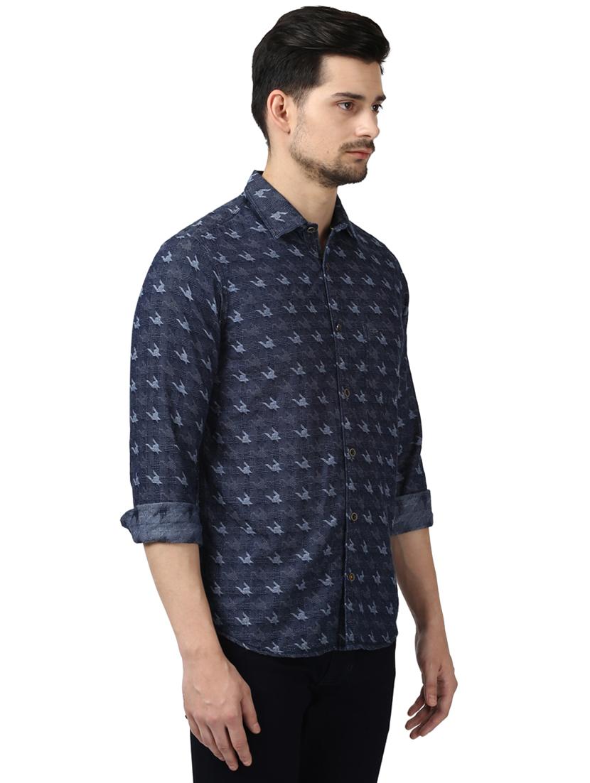 navy blue printed casual shirt - 17506580 - Standard Image - 1