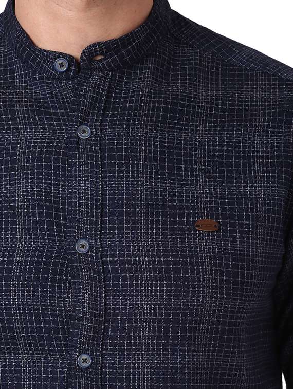 navy blue checkered casual shirt - 17506589 -  Standard Image - 4