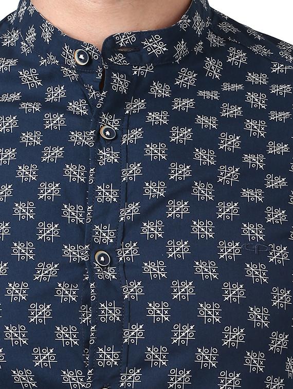 navy blue printed casual shirt - 17506600 - Standard Image - 4