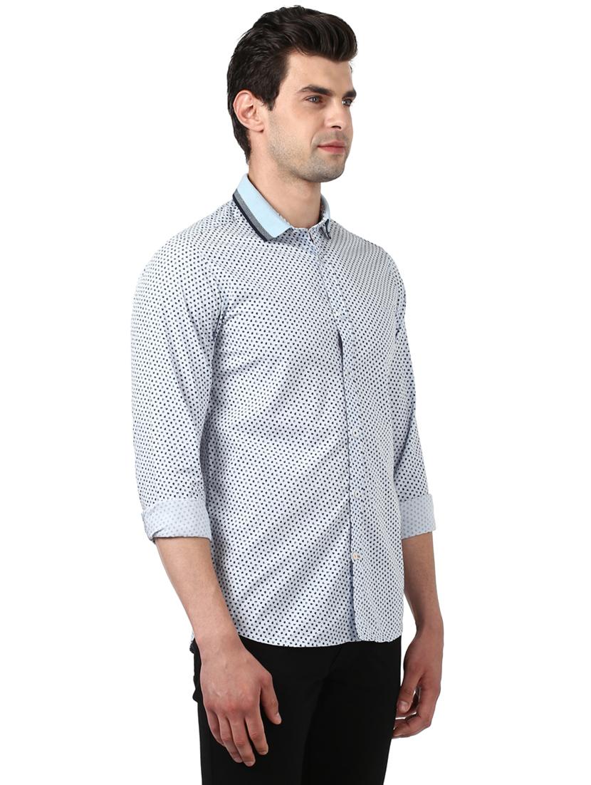 light blue printed casual shirt - 17506601 - Standard Image - 1