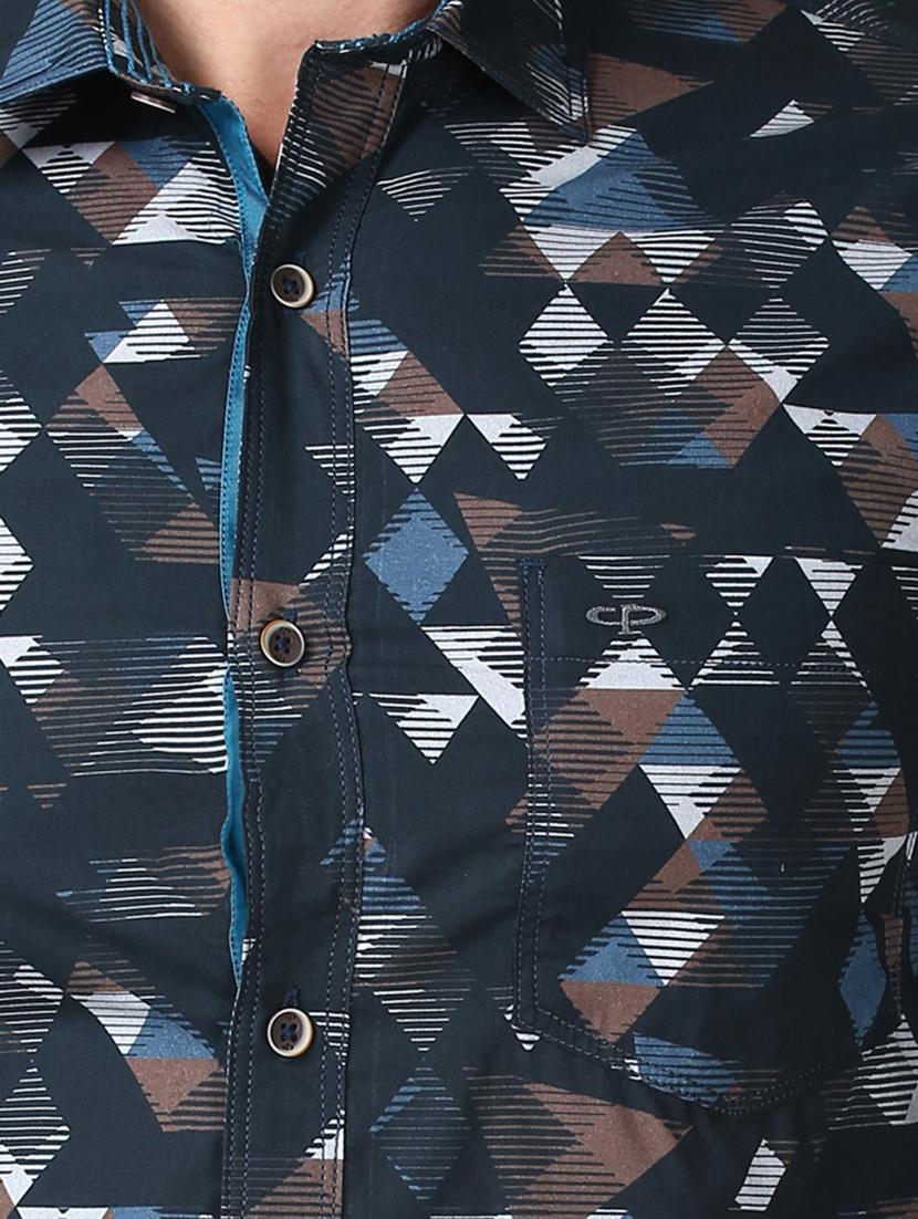 navy blue printed casual shirt - 17506603 - Standard Image - 4