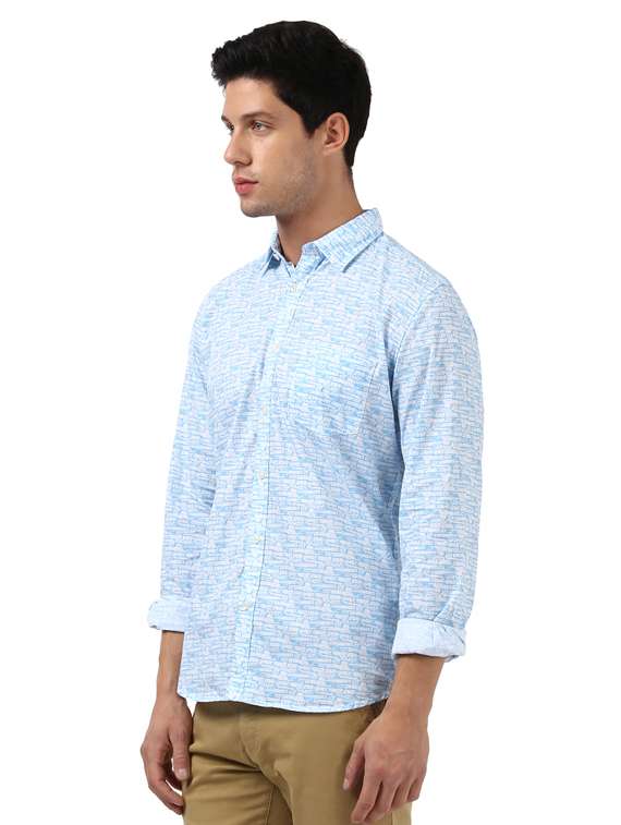 light blue printed casual shirt - 17507018 - Standard Image - 1