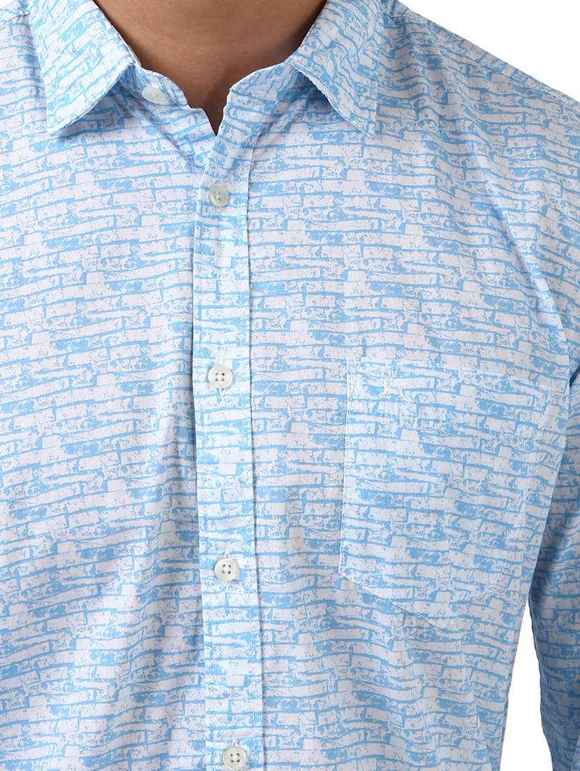 light blue printed casual shirt - 17507018 - Standard Image - 4