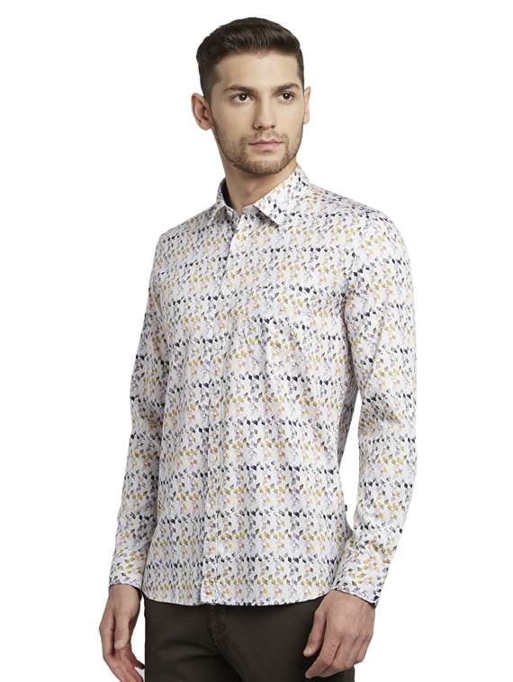 white printed casual shirt - 17507395 -  Standard Image - 1