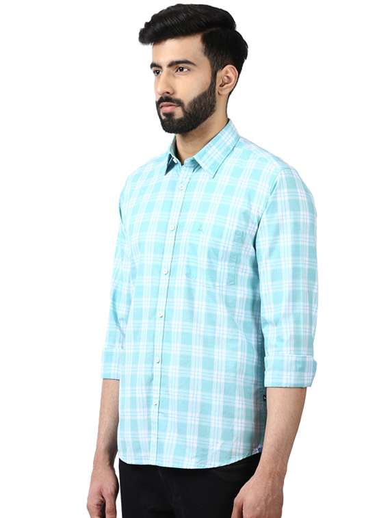light blue checkered casual shirt  - 17507473 -  Standard Image - 1