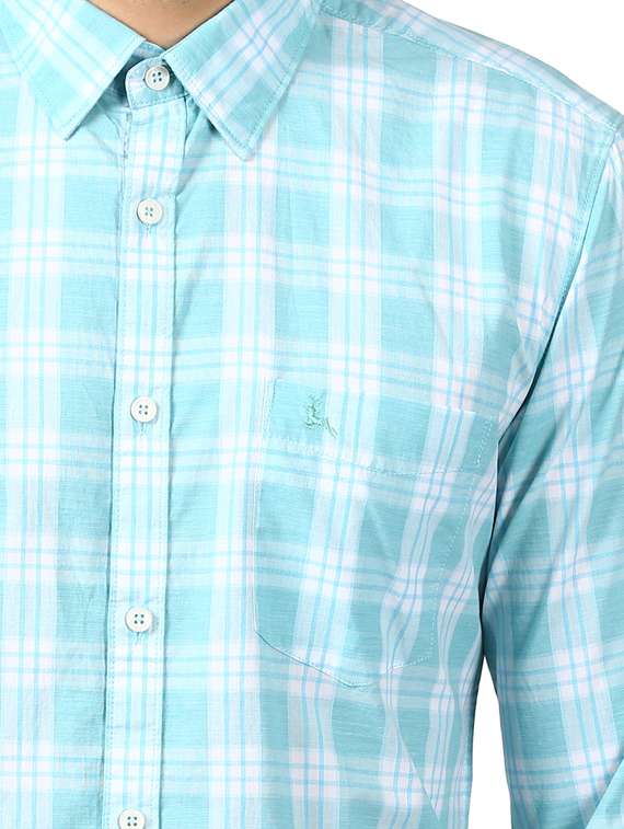 light blue checkered casual shirt - 17507473 - Standard Image - 4